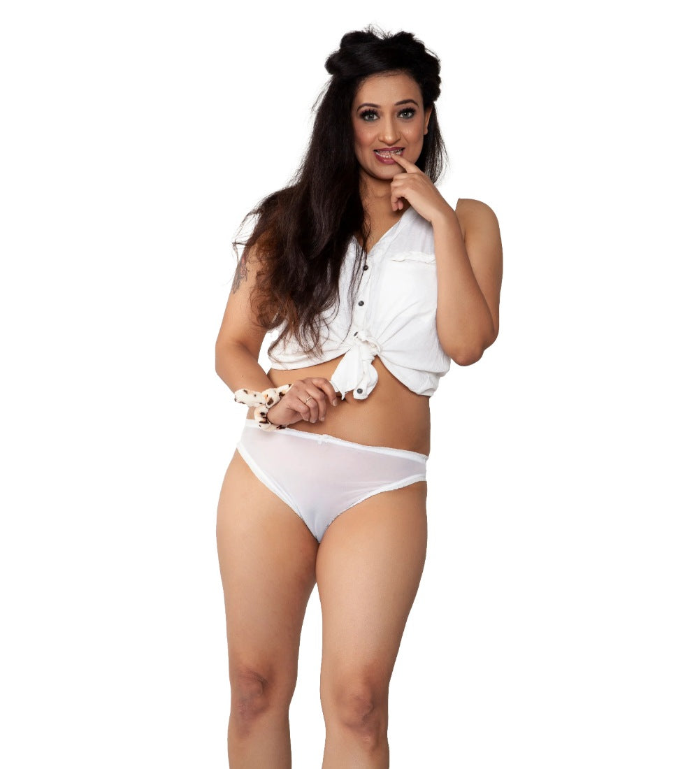 Sareeka Women's Nylon Women Sheer Transparent Panty (White) – allienstore