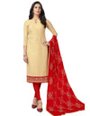 Heemalika Women's Cotton Unstitched Salwar-Suit Material With Dupatta (Beige, 2 Mtr)