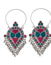 Soumya Women's Silver Plated Hook Dangler Hanging Earrings-Multicolour