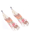 Supriya Women's Alloy, Beads Hook Dangler Hanging Thread Earrings-Pink