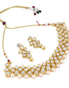 Designer Pearl Gold Plated Shining Kundan Necklace Set with Earrings