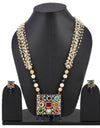 Designer Blue Navratan and Kundan Necklace Set with Onyx Beads