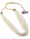 Beige and Green Tulsi Beads Necklace
