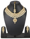 Gold Plated Traditional Kundan and Beads Choker Necklace Set with Earrings