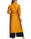 Heemalika Women's Silk Self Pattern Straight Kurti-Yellow