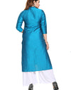 Heemalika Women's Silk Self Pattern Straight Kurti-Blue