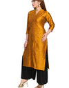 Heemalika Women's Silk Self Pattern Straight Kurti-Yellow