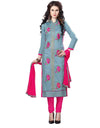 Heemalika Women's Cotton Unstitched Salwar Suit-Material With Dupatta (Grey ,2.3 Mtrs)