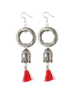 Soumya Women's Oxidized Silver plated Tassel Fashion Earring (Color: Red)