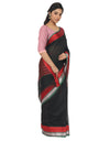 Heemalika Women's Cotton Silk Saree With Blouse (Black, 5-6 Mtrs)
