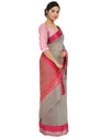 Heemalika Women's Cotton Silk Saree With Blouse (Greay, 5-6 Mtrs)