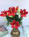 Soumya Artificial Flowers Bunch Bouquet Of 5 Red Lily For Home Decoration (Color: Red, Material: Silk Polyester)