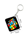 Nikulika Pack Of 3_ Rubiks Cube One Side Printed Rectangle Designer Keychain (Multi Color)