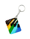 Nikulika Pack Of 3_ Rainbow Piano Keys One Side Printed Rectangle Designer Keychain (Rainbow Color)