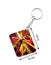 Nikulika Pack Of 3_ Gift Ribban One Side Printed Rectangle Designer Keychain (Multi Color)