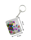 Nikulika Pack Of 3_ 3D Cubes One Side Printed Rectangle Designer Keychain (Multi Color)