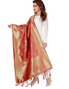 Soumya Women's Banarasi Silk Floral Printed Dupatta (Red, Length:2-2.4 mtr)