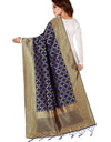 Soumya Women's Banarasi Silk Floral Printed Dupatta (Blue, Length:2-2.4 mtr)
