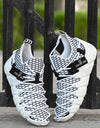 Bucik Men's White Mesh Lace-Up Running Sports Shoes