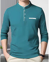 AUSK Men's Henley Neck Full Sleeves Regular Fit Cotton T-Shirts (Color-Aqual Blue_Size-S)